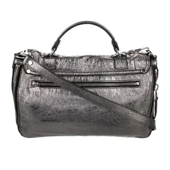 Proenza Schouler Medium PS1 Satchel Bag in Silver Leather